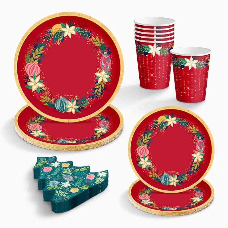Kit de Table de Noël de Base 6 Personnes Ornements 38 pièces