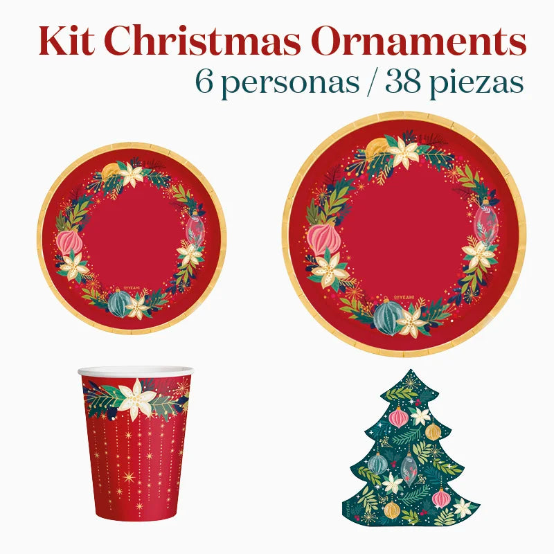 Kit de Table de Noël de Base 6 Personnes Ornements 38 pièces