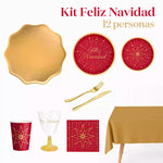Kit Mesa Premium Navidad 12 Personas Feliz Navidad 106 piezas