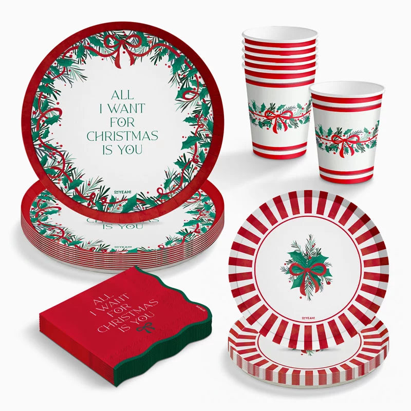 Kit Mesa Basic Navidad 6 Personas All I Want For Christmas 38 piezas