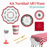 Kit Mesa Premium Navidad 12 Personas All I Want For Christmas 96 piezas