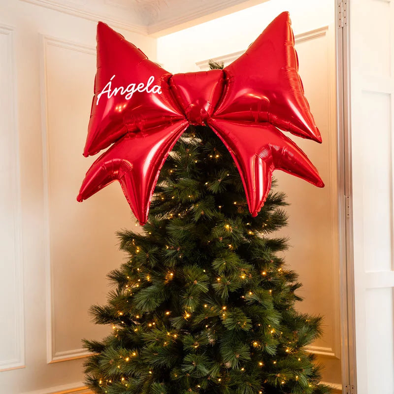 Globo Foil XXL Lazo Rojo Personalizado Nombre Vinilo Blanco