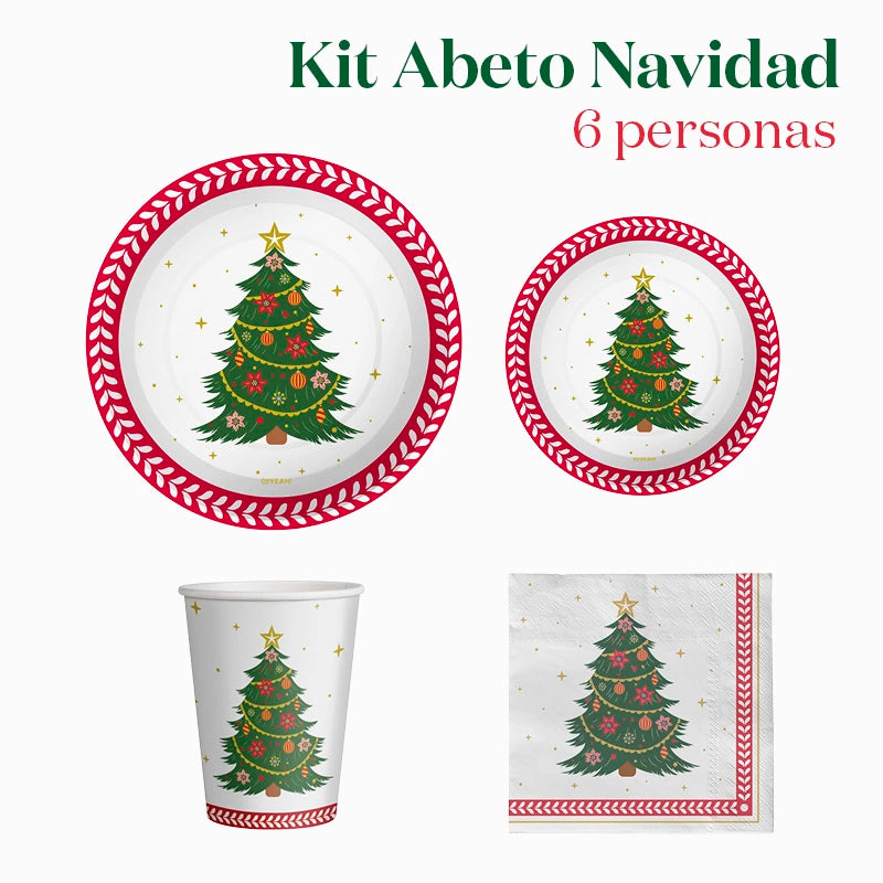 Kit Mesa Basic Navidad 6 Personas Abeto 48 piezas