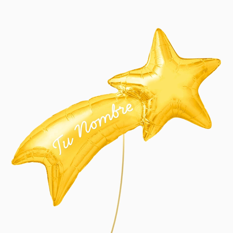 Globo Foil Estrella Fugaz Personalizado Nombre Vinilo Blanco