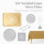 Kit Table Premium 12 Personnes Flocon de Neige Argenté 94 pièces