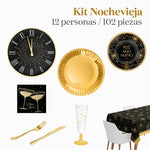 Kit Mesa Premium Nochevieja 12 Personas 'Feliz Año Nuevo' 102 piezas