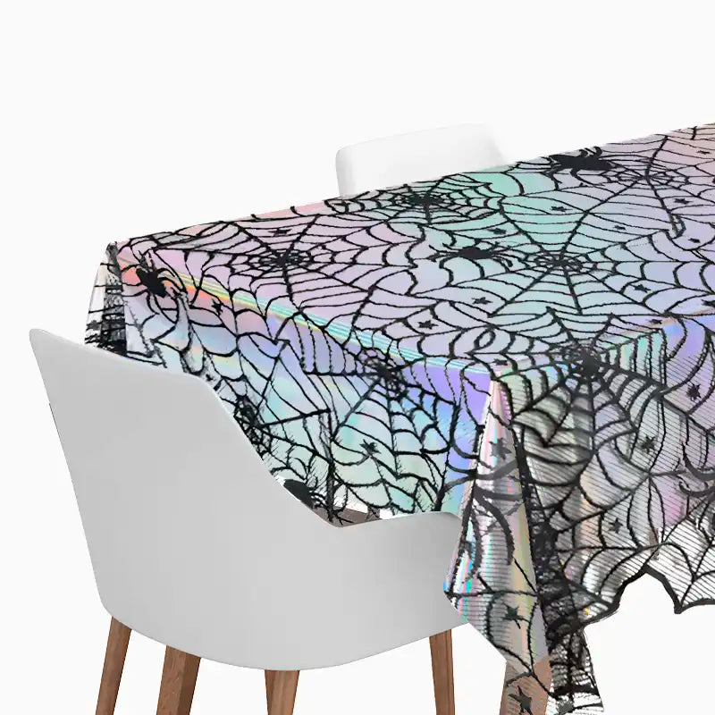 Mantel Plegado Tela Telarañas 1,35 x 1,75 m Halloween Efecto Iridiscente