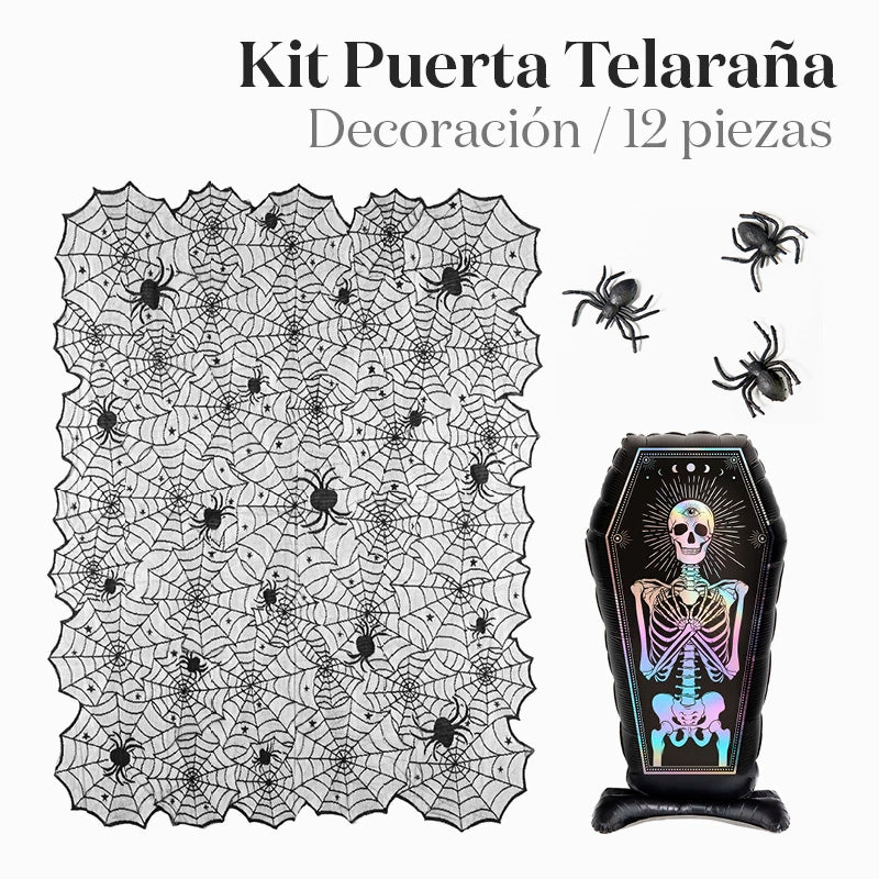 Kit de decoração de porta de teia de aranha de Halloween com 12 peças
