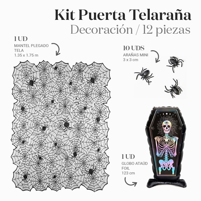 Halloween Spider Web Door Decoration Kit 12 Pieces