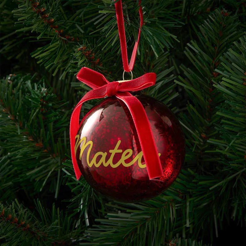 Bola De Navidad Personalizada Con Nombre | Rojo Brillante O Mate | Adorno Exclusivo Para árbol