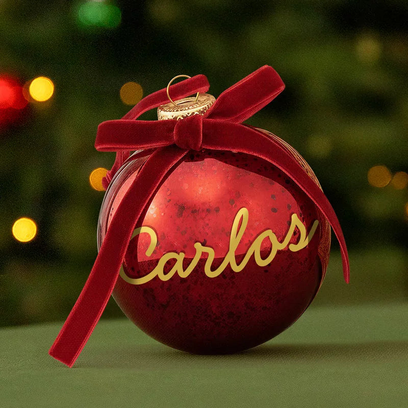Bola de Navidad Vidrio Rojo Personalizada