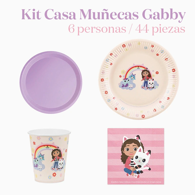 Kit de mesa básica Gabby's Dollhouse 6 pessoas 44 peças