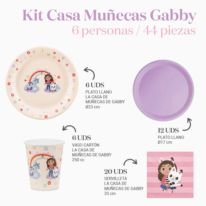 Inspiracion con Kit de mesa básica Gabby's Dollhouse 6 pessoas 44 peças