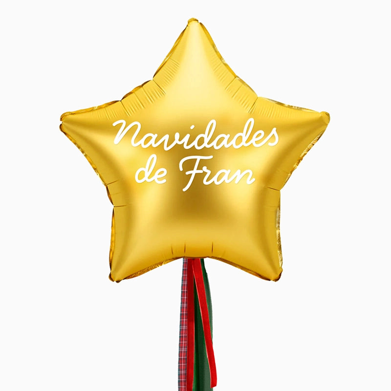 Globo Estrella Oro XL con Telas Personalizado Vinilo Blanco