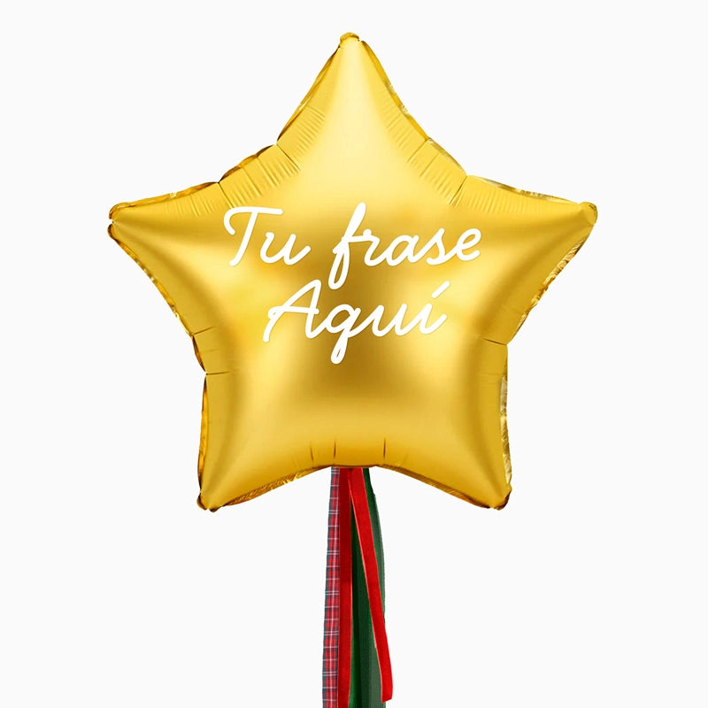 Globo Estrella Oro XL con Telas Personalizado Vinilo Blanco