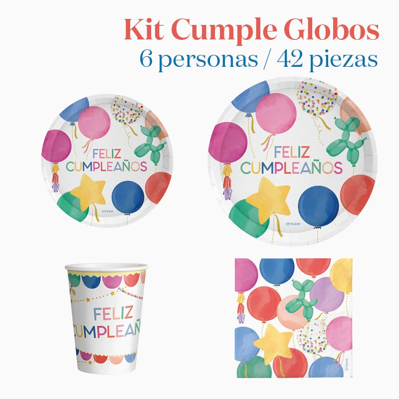 Kit Mesa Básica 6 Pessoas Encontra Balão 42 peças