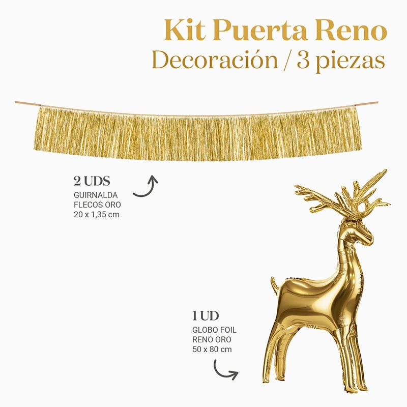Kit Décoration de Porte Renne de Noël 2 Pièces