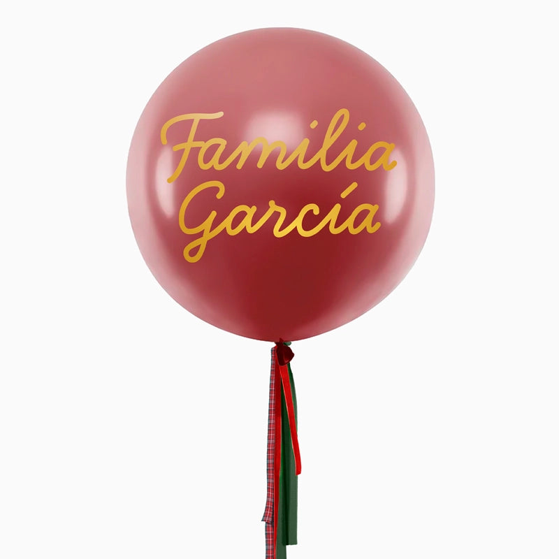 Globo Jumbo 60 cm Rojo con Telas Familia X Vinilo Oro