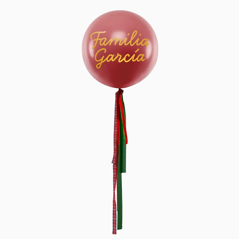 Globo Jumbo 60 cm Rojo con Telas Familia X Vinilo Oro