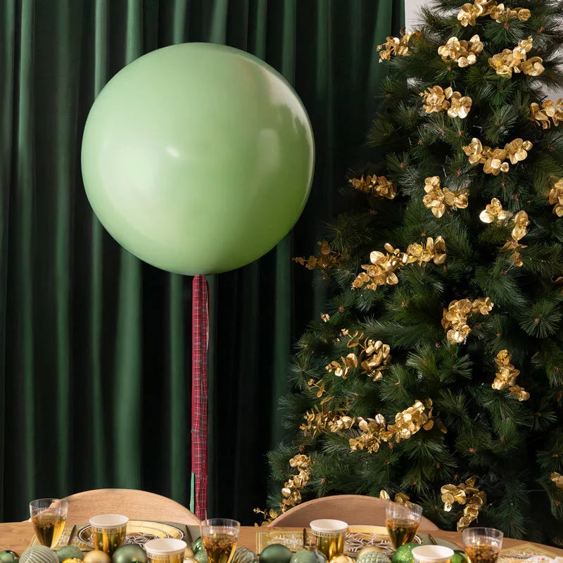 Ballon Jumbo 60 cm Vert avec Tissus de Noël Sans Personnalisation