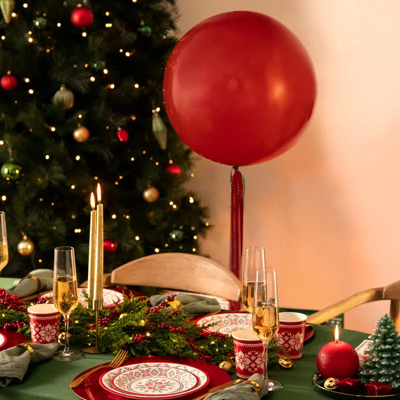 Ballon Jumbo 60 cm Rouge avec Tissus de Noël Sans Personnalisation