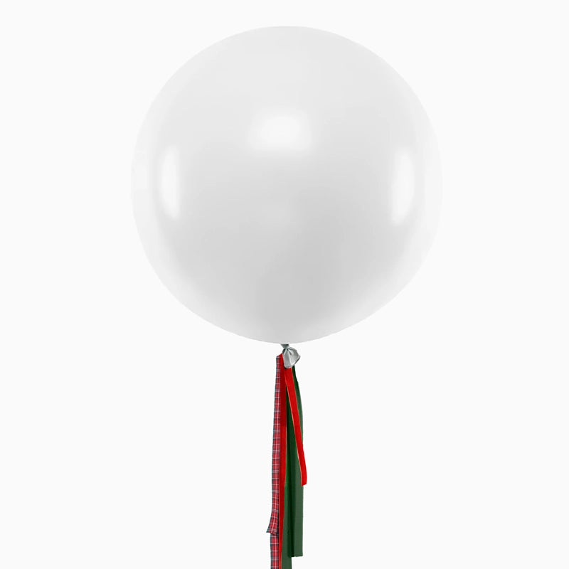 Ballon Jumbo 60 cm Blanc avec Tissus de Noël Sans Personnalisation