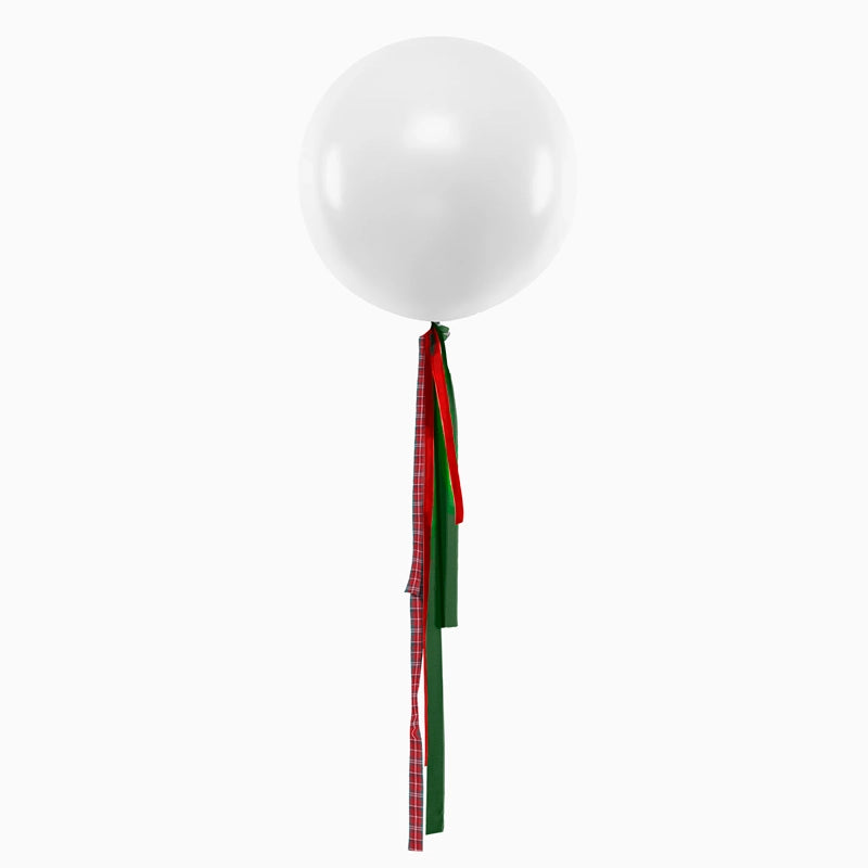 Palloncino Jumbo 60 cm Bianco con Stoffe Natalizie Senza Personalizzazione