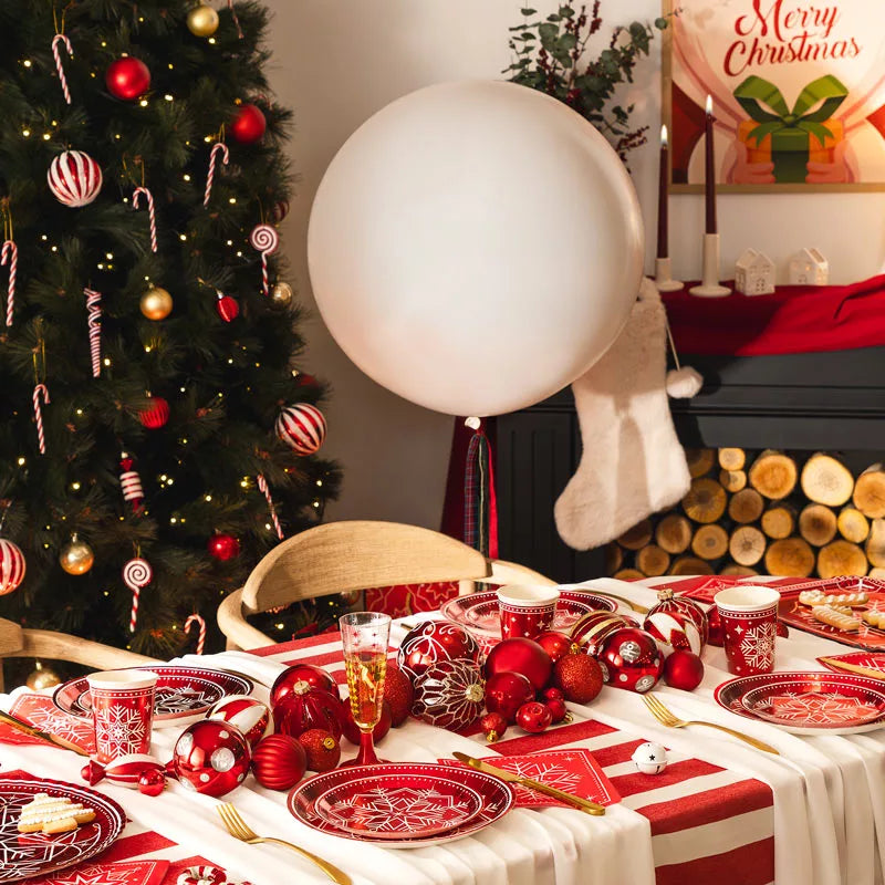 Ballon Jumbo 60 cm Blanc avec Tissus de Noël Sans Personnalisation
