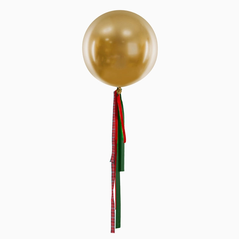 Ballon Jumbo 60 cm doré avec tissus de Noël sans personnalisation