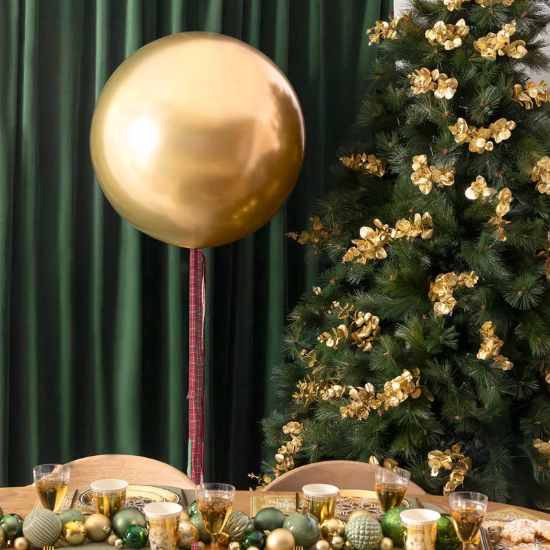 Ballon Jumbo 60 cm doré avec tissus de Noël sans personnalisation