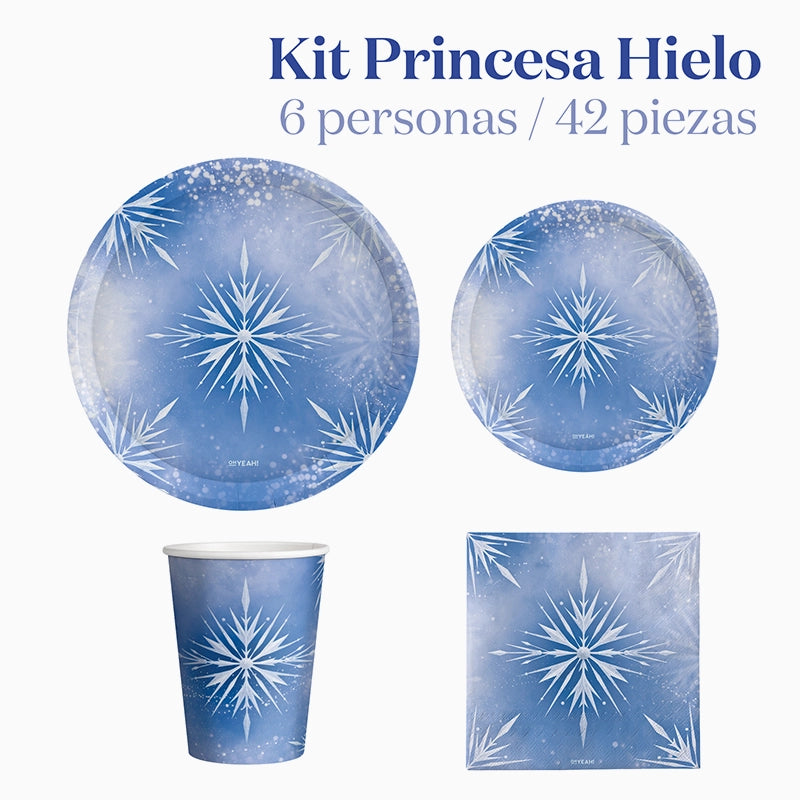 Kit Mesa Basic 6 Personas Princesa Hielo 42 piezas