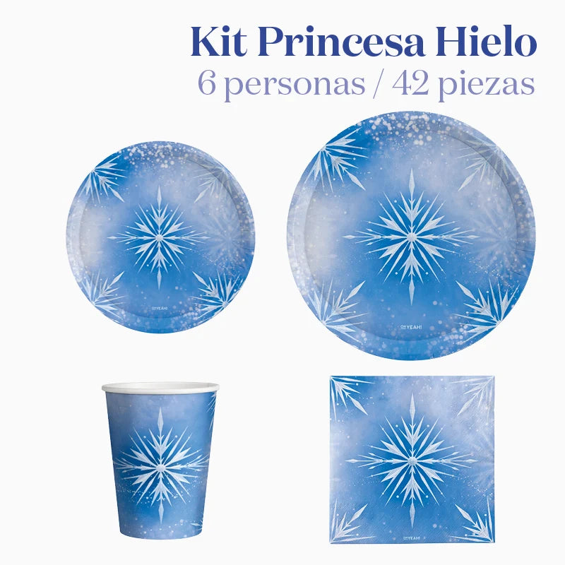 Kit Mesa Basic 6 Personas Princesa Hielo 42 piezas