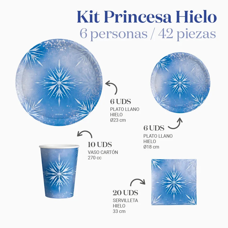 Inspiracion con Kit Mesa Basic 6 Personas Princesa Hielo 42 piezas