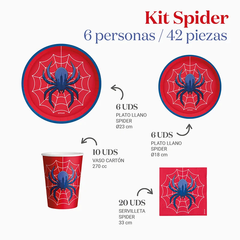 Kit Mesa Basic 6 Personas Spider 42 piezas