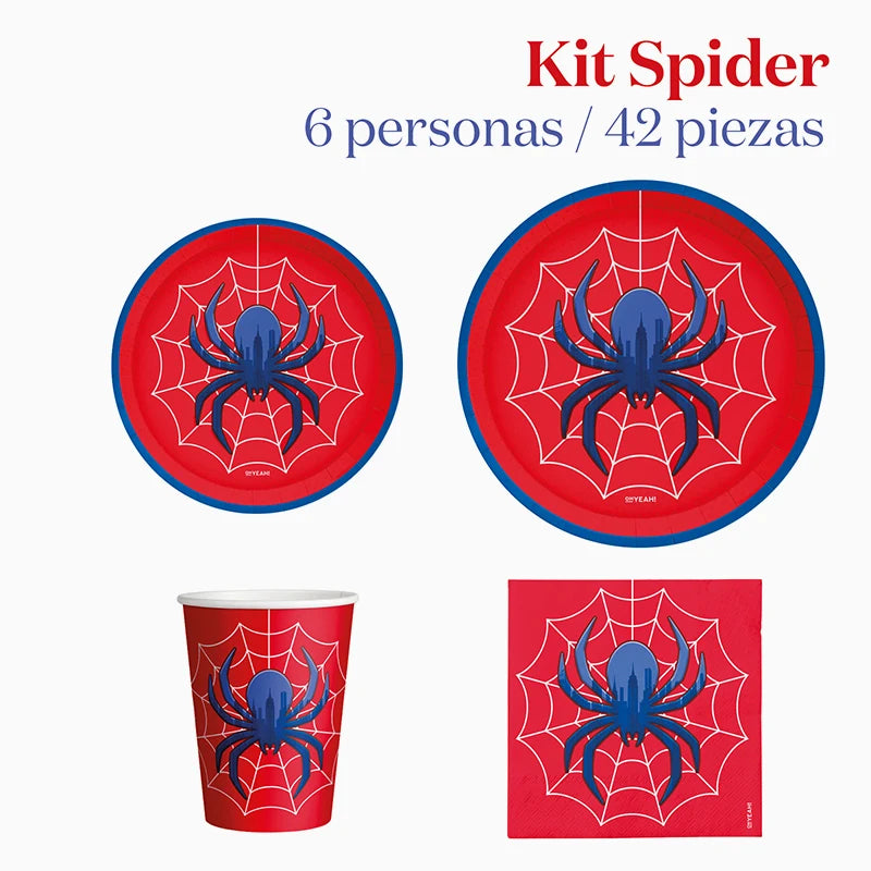 Kit Mesa Básica 6 Pessoas Aranha 42 peças