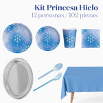 Kit Mesa Premium 12 Personas Princesa Hielo 102 piezas