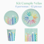 Kit Mesa Basic 6 Personas Cumple Velas 42 piezas