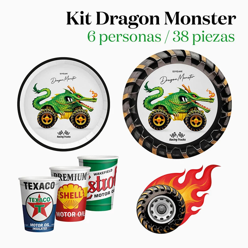 Kit Mesa Basic 6 Personas Dragon Monster 38 piezas