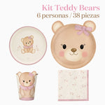 Kit Table Basic 6 Personnes Bébé Ours Rose 38 pièces