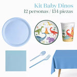 Kit Mesa Premium 12 Personas Baby Dinos 134 piezas