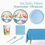 Kit Mesa Premium 12 Personas Baby Dinos 146 piezas