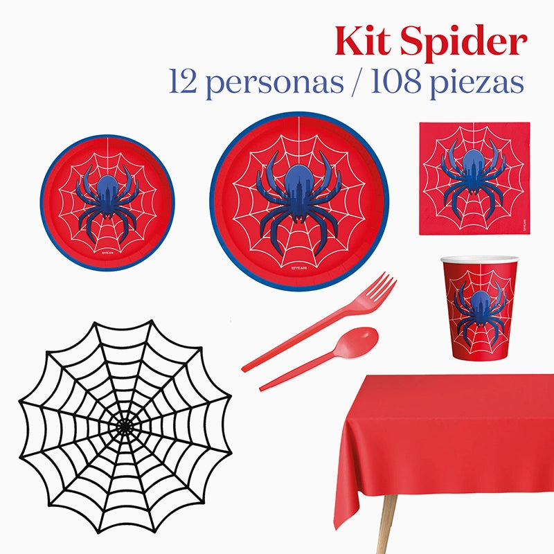 Kit Mesa Premium 12 Personas Spider 108 piezas