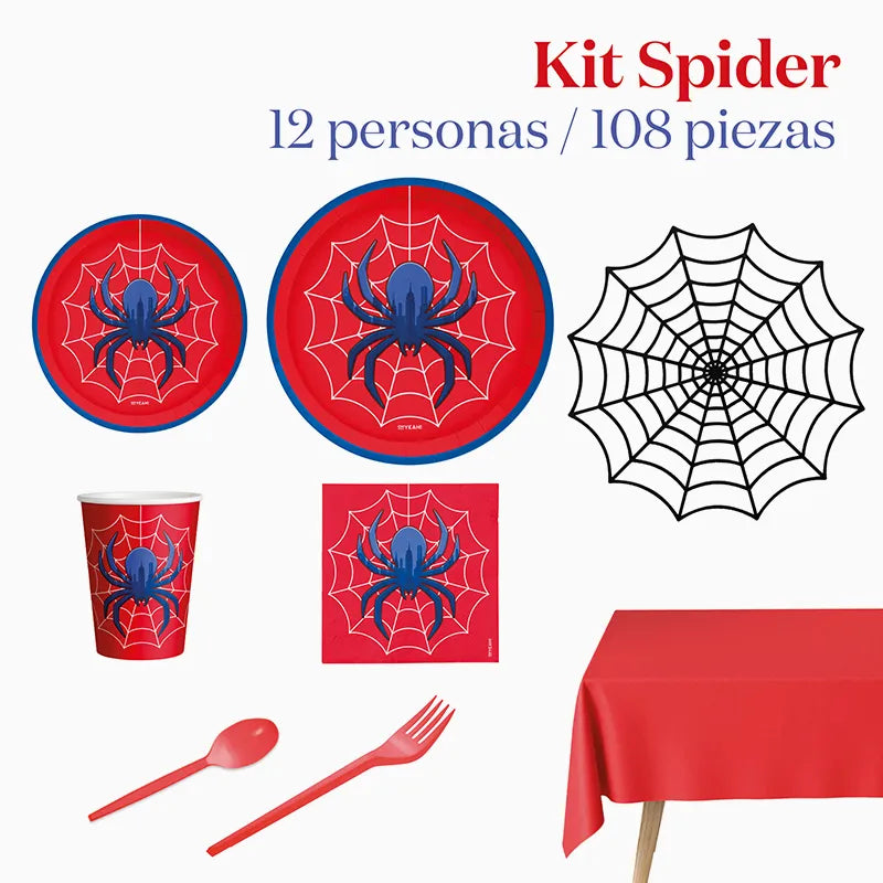 Kit Mesa Premium 12 Pessoas Aranha 108 peças