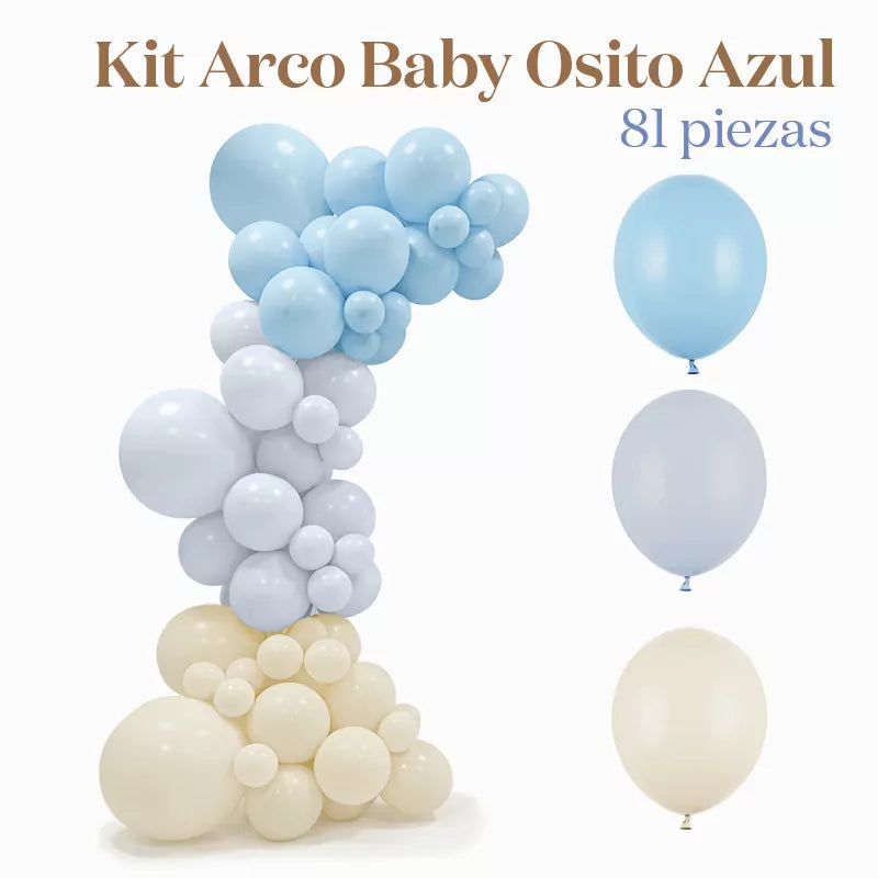 Kit de arco de balão urso bebê azul
