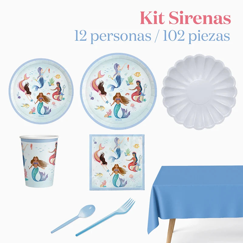 Premium Table Kit 12 People Mermaids pieces