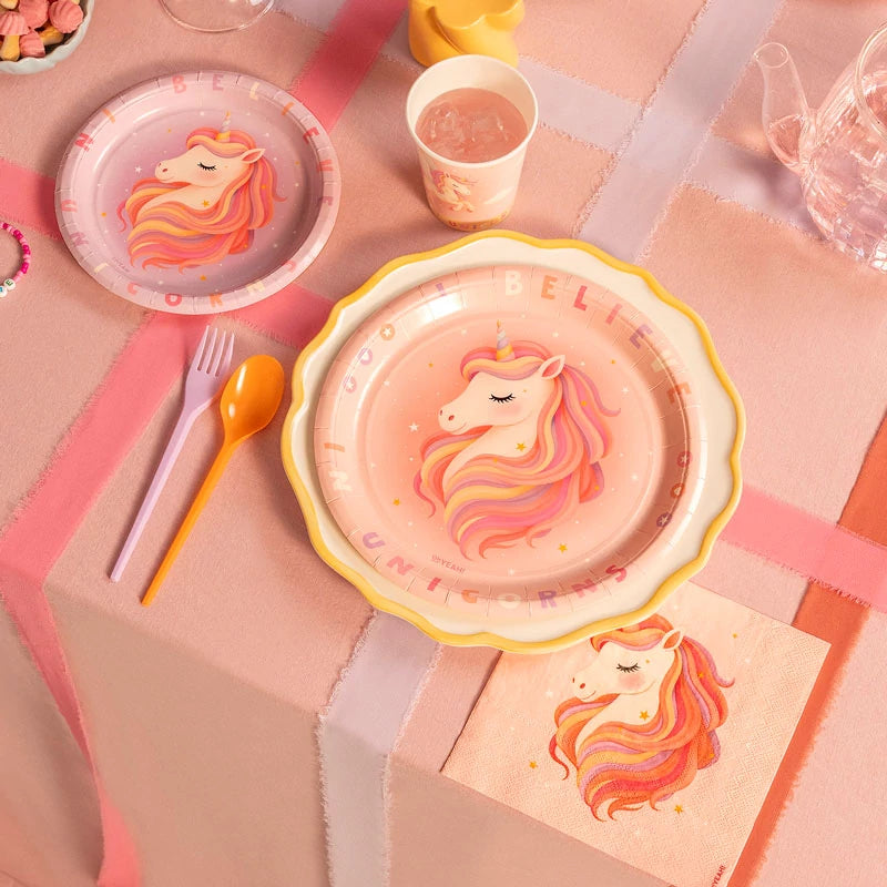Inspiracion con Kit Mesa Basic 6 Personas Unicornio Baby Rosa 42 piezas