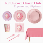 Premium Table Kit 12 People Unicorn Baby Pink 98 pieces