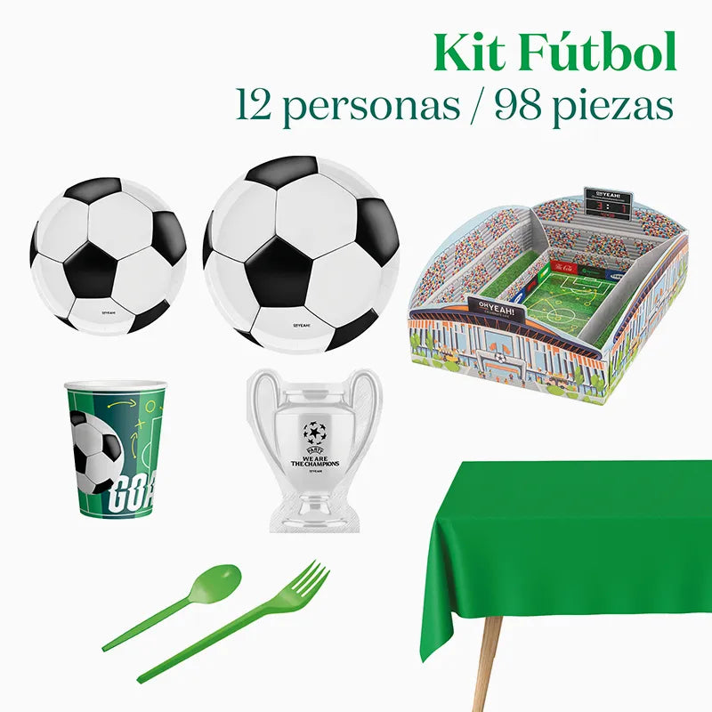 Kit Mesa Premium 12 personas Fútbol 97 piezas