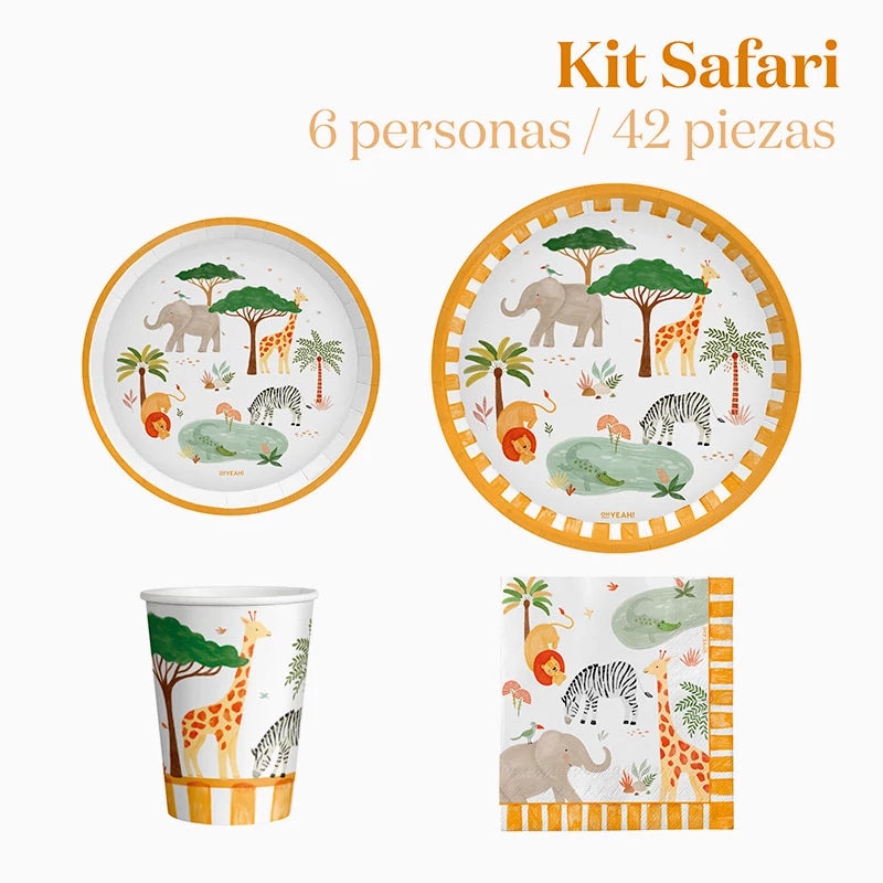 Kit Mesa Basic 6 Personas Mi Primer Safari 42 piezas