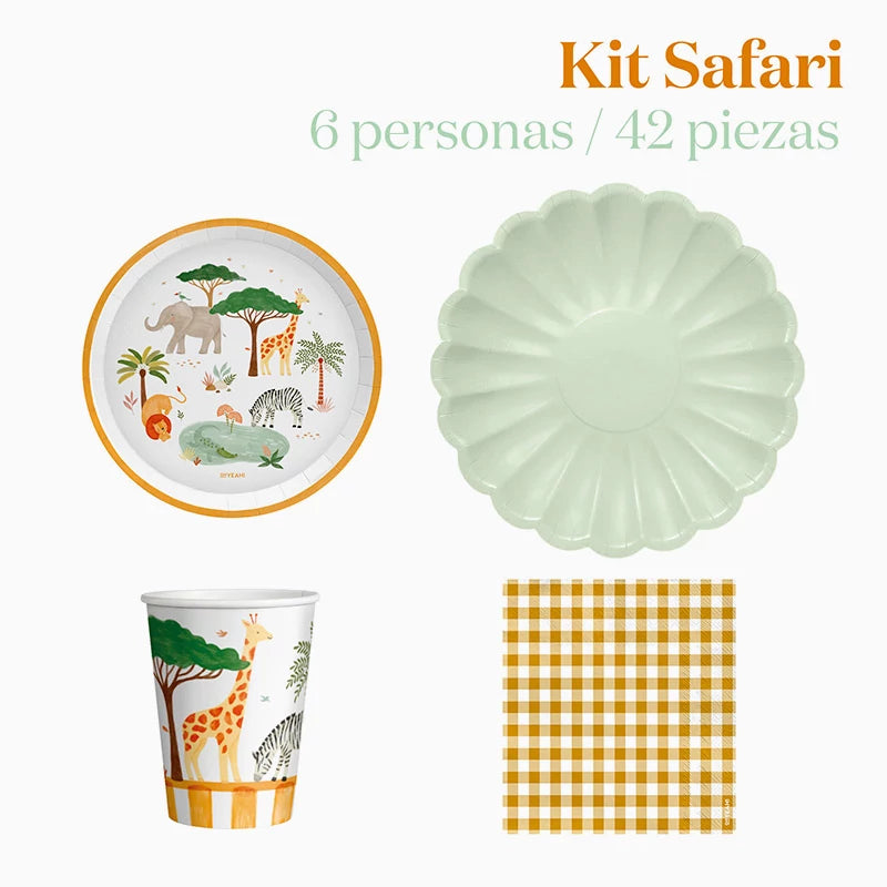 Kit Mesa Basic 6 Personas Mi Primer Safari 42 piezas
